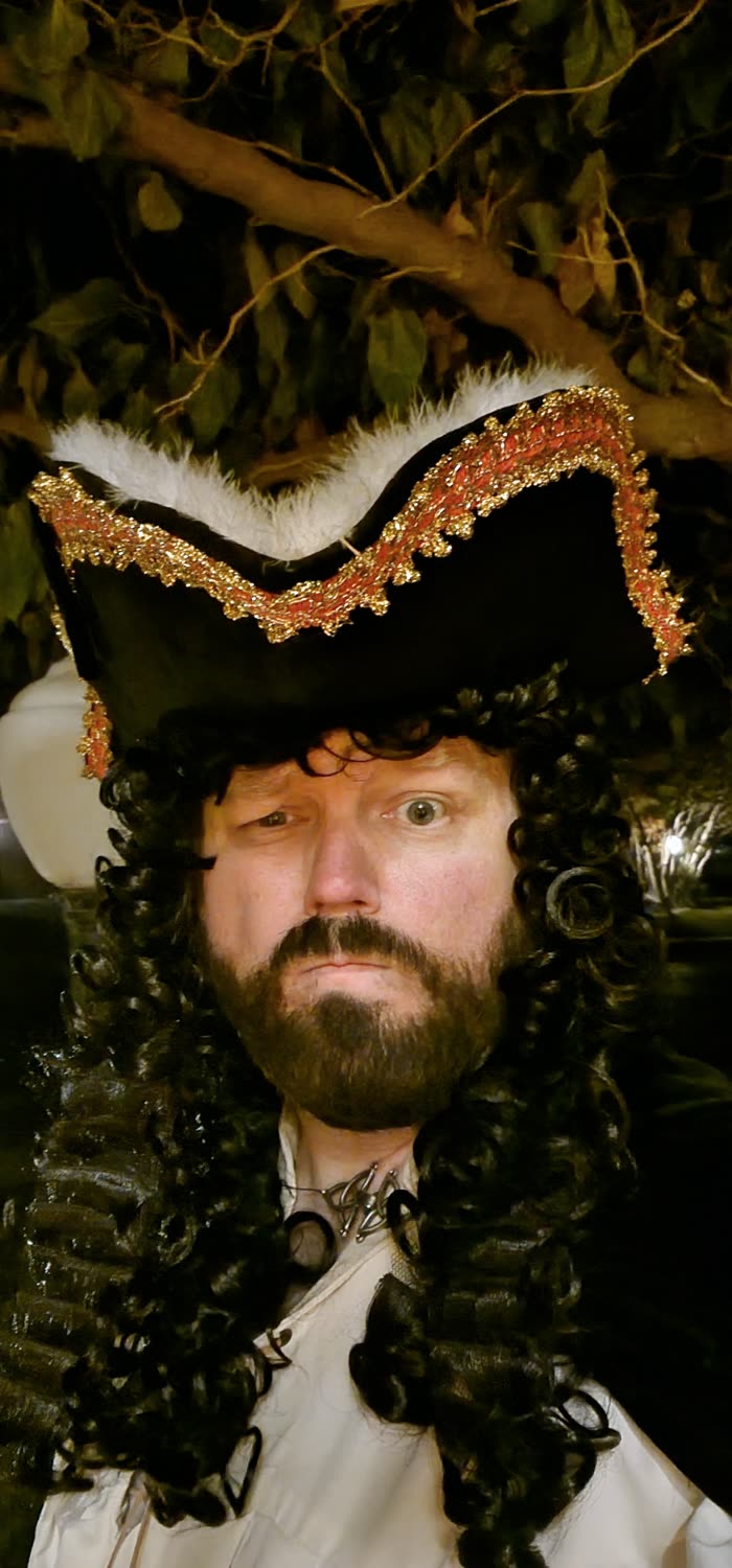 Swashbuckling pirate captain in full costume